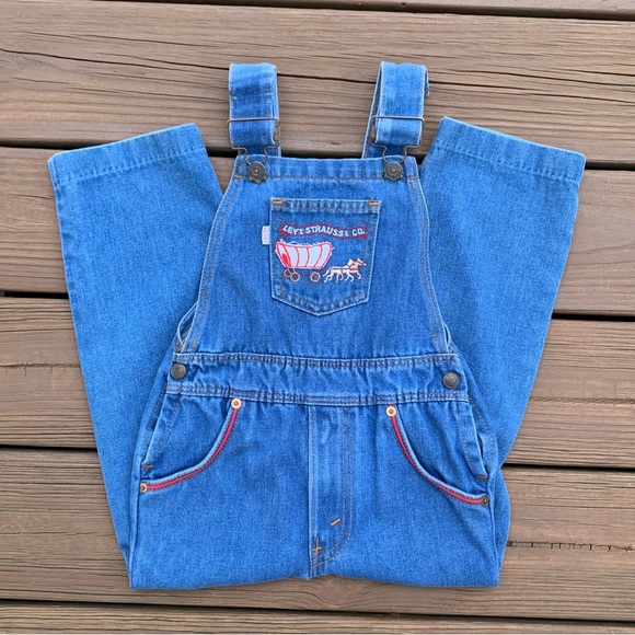 Vintage 70s Kids Levis Jean Overalls - Picture 1 of 13
